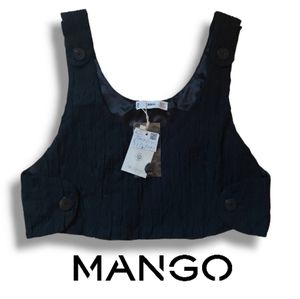 Mango Black Crop With Buttons